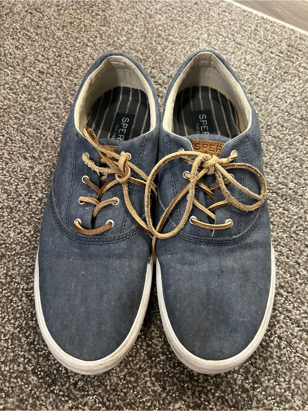 Sperry Men’s Navy Canvas Shoes with Leather Laces